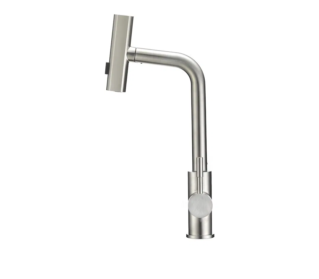 DF-MK511X-SN – DURA FAUCET Faucet, Used For Kitchen Single Piece Deck Mount Rainfall Pull Out Spout Lever Type/ 1 Han...
